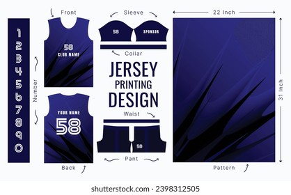 Abstract vector design for jersey printing. Background pattern for sports team jersey.