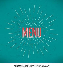 Abstract vector design layout with text - menu. For web and mobile icon isolated on background, art template, retro elements, logo, identity, labels, badge, ink, tag, card. 