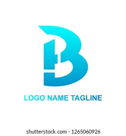 abstract vector design letter logo b