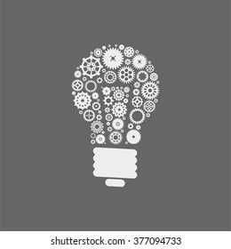 Abstract vector design lightbulb made of group of steering machine gears
