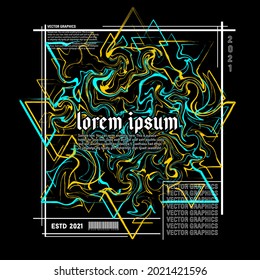 Resumen de diseño vectorial de líneas de pintura líquida en amarillo y azul claro, adecuado para diseñar camisetas, afiches, pancartas, volantes y más