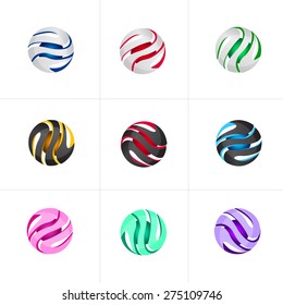 Abstract Vector design Logo,icon Circle of 3d shapes.