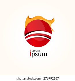 Abstract Vector design Logo,icon red ball,cricket in fire 