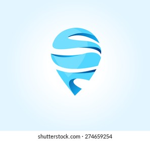 Abstract Vector design Logo,icon Water  of 3d shapes.