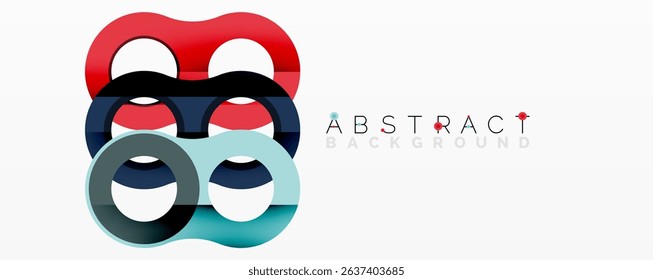 Abstract vector design. Overlapping shapes create modern visual impact. Colors include red, black, teal, gray. Simple background.