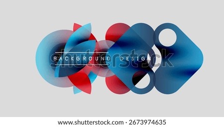 Abstract vector design. Overlapping shapes, blue, red hues. Modern graphic element for backgrounds, presentations. Minimalist style.