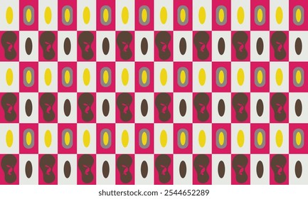 Abstract vector design with repeating patterns and geometric shapes in a mix of light purple, white, yellow and brown, perfect for bold contemporary decor