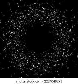 abstract vector design with ring made of rocks on black background