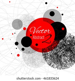 Abstract vector design rounds, line. Red, black.
