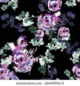design vetorial abstrato de padrão sem costura, grandes e pequenos rosebuds, para ideias de impressão digital têxtil ou imagens de fundo.