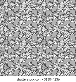 Abstract vector design, Seamless pattern with mountains and snowy peaks.