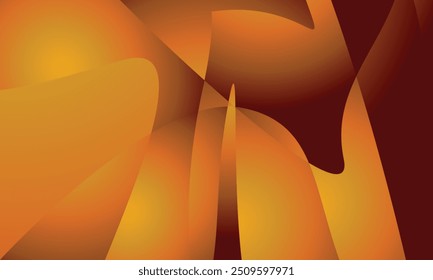 An abstract vector design with smooth, flowing shapes in shades of orange and yellow creates a warm, gradient-like effect. Ideal for digital graphics or backgrounds, blend of colors give dynamic feel