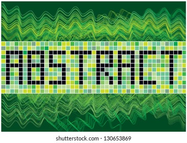 abstract vector design with squares,waves and digital text