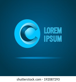 Abstract Vector  Design Template. Creative Blue Concept Icon. Combination of Letter C