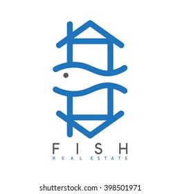 abstract vector design template of fish real estate company