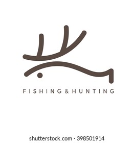 abstract vector design template of fishing and hunting