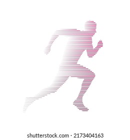 abstract vector design with the theme of a running person silhouette from the side, abstract line art