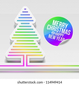 Projeto vetorial abstrato - árvore de Natal tridimensional com decoração multicolor