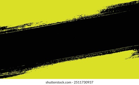 Abstract vector design of two bold red brush stroke hand painted ink paint diagonally stripes as frame and a black in the middle, grunge destress mockup template poster.