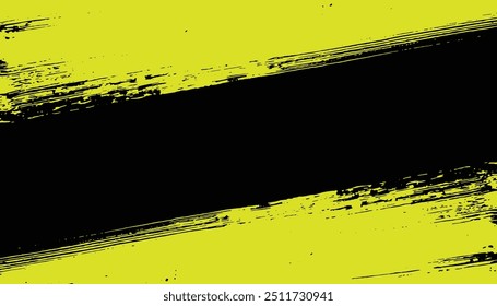 Abstract vector design of two bold red brush stroke hand painted ink paint diagonally stripes as frame and a black in the middle, grunge destress mockup template poster.