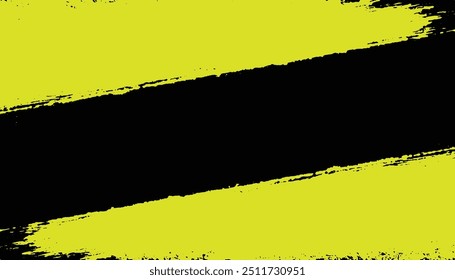 Abstract vector design of two bold red brush stroke hand painted ink paint diagonally stripes as frame and a black in the middle, grunge destress mockup template poster.