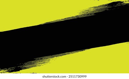 Abstract vector design of two bold red brush stroke hand painted ink paint diagonally stripes as frame and a black in the middle, grunge destress mockup template poster.