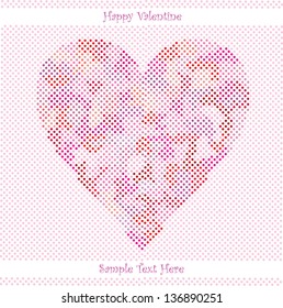 abstract vector design with valentine heart made of small dots and place for your text isolated on white background