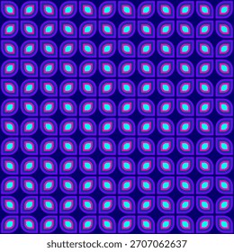 Abstractas diseño de Vector con vibrantes motivos de hojas de color púrpura y magenta dispuestos en azulejos. Perfecto para el Fondo de pantalla mod, estampados de moda vintage o papel de regalo temático de discoteca.
