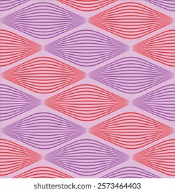 Abstract vector design with wavy lines and curves in shades of pink, pink and red