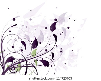 Abstract vector designer's background with ornamental floral elements,swirls and flowers