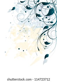 Abstract vector designer's background with ornamental floral elements,swirls and flowers