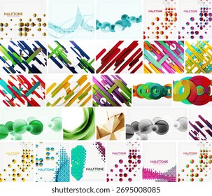 Designs vetoriais abstratos. Planos de fundo coloridos, padrões de meio-tom, formas dinâmicas, gráficos modernos. Ideal para apresentações, sites.