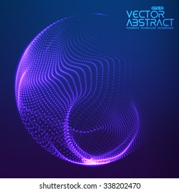 Abstract vector destroyed mesh spheres. Sphere breaking apart into points. Futuristic technology style. Flying point debrises. Elegant background for business presentations. eps10