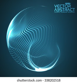 Abstract vector destroyed mesh spheres. Sphere breaking apart into points. Futuristic technology style. Flying point debrises. Elegant background for business presentations. eps10