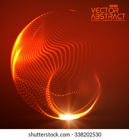 Abstract vector destroyed mesh spheres. Sphere breaking apart into points. Futuristic technology style. Flying point debrises. Elegant background for business presentations. eps10
