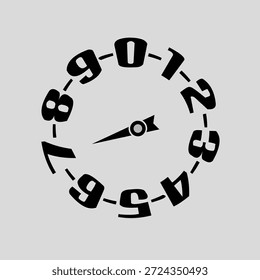 Dial de Vector abstracto con números 0-9 y un puntero sobre un fondo gris, que representa la medida o el tiempo