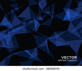 Abstract vector digital background with blue geometric particles