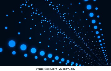 Resumen vectorial de la onda de partícula digital en fondo azul oscuro. Su concepto de red de alambre de partículas tecnológicas. Antecedentes científicos de tecnología futurista. Ilustración del vector