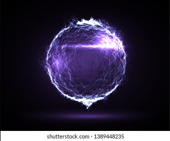 Image vectorielle abstraite arrière-plan explosion Sphère numérique. Virus numérique. Maillage 3D Sphere avec des particules éclatantes. Disposition haute technologie de la technologie futuriste. Conception de technologies pour des présentations d'affaires scientifiques