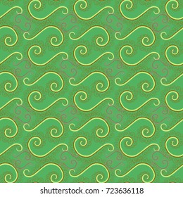 Abstract vector digital stylized green, brown and gray picture. Mixed media artwork for textiles, fabrics, souvenirs, packaging and greeting cards. Imprints floral seamless pattern.