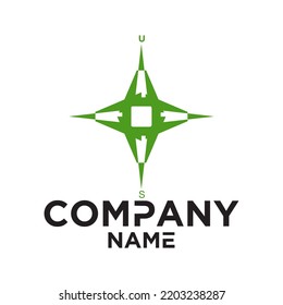 Abstract vector direction compass logo design icon