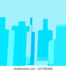 Abstract vector of distorted glass bottles