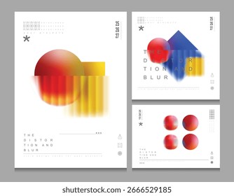 Abstract vector distortion blur card with colorful geometric gradient shapes.