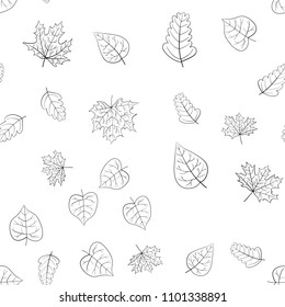 abstract vector doodle autumn leaves seamless pattern