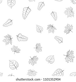 abstract vector doodle autumn leaves seamless pattern