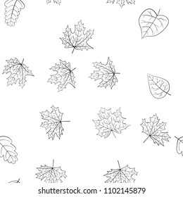 abstract vector doodle autumn leaves seamless pattern