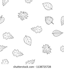 abstract vector doodle autumn leaves seamless pattern