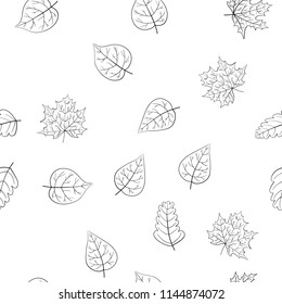 abstract vector doodle autumn leaves seamless pattern