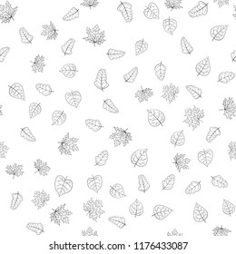 abstract vector doodle autumn leaves seamless pattern