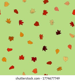 abstract vector doodle autumn leaves seamless pattern